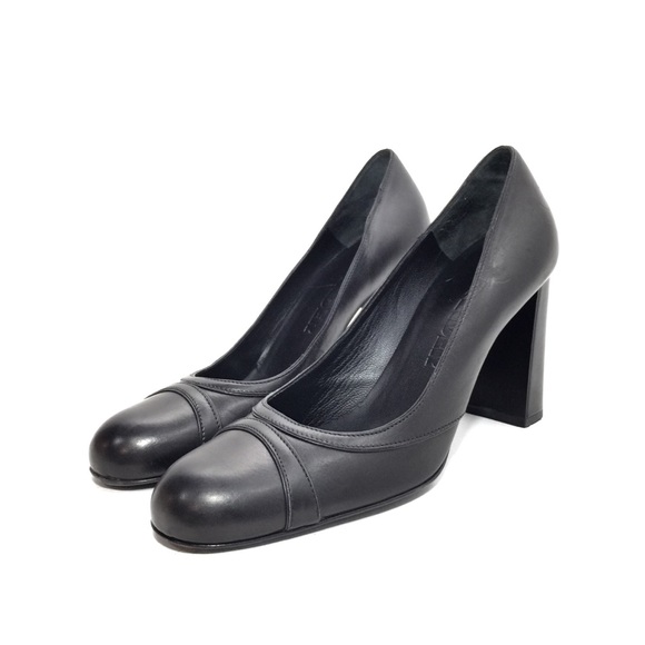 🌹JIL SANDER Black Leather Round Toe Pumps🌹 - Picture 5 of 8